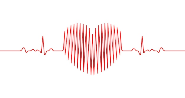 Heart shape wavy line Heart beat electrocardiogram pulse