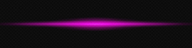 Hehkuva violetti lasersäde vaakasuunnassa tummaa, läpinäkyvää taustaa vasten luo futuristisen ja huipputeknisen visuaalisen tehosteen. Neonvalo lasersäteiden valoviivat läpinäkyvällä taustalla