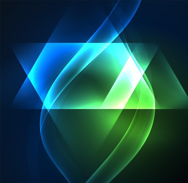 Hehkuvat geometriset muodot tummassa tila tausta