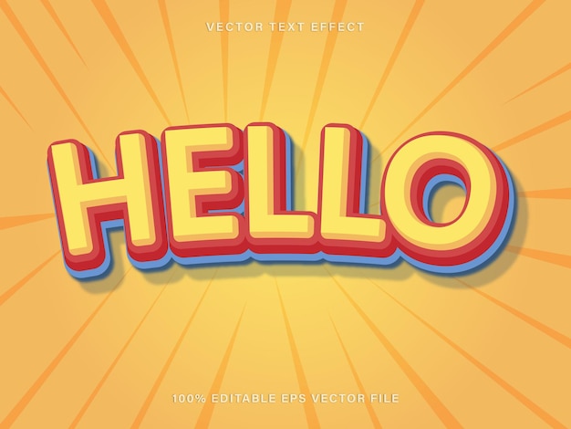 hello 3d text effect editable text eps