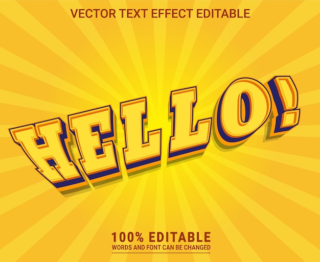 hello editable text effect vector