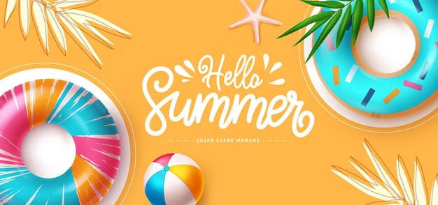 hello summer greeting vector banner design hello summer greeting text with colorful elements