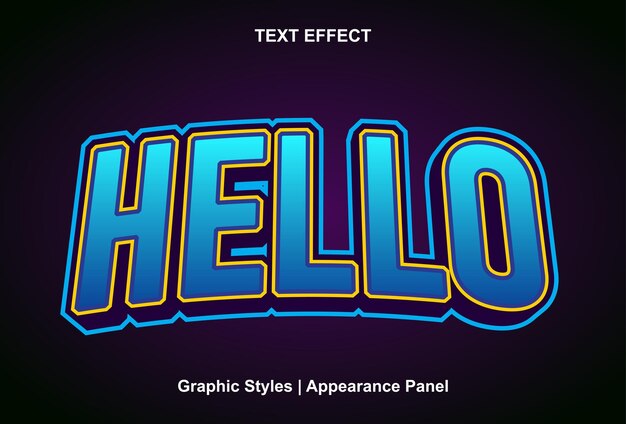 hello text effect with graphic style and editable