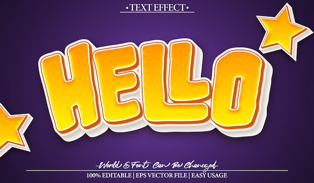 Hello Vector Text Effect Editable Alphabet Hi Talk Funny Happy