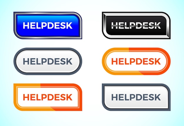 Helpdesk button set of different shapes and colors Suitable for mobile app and website UI design