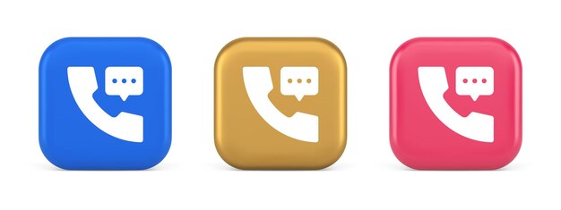 Helpline assistance chat consulting telephone customer support button 3d realistic icons