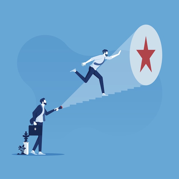 helpsupport finding career success manager using flashlight to light path help reaching success