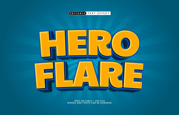 hero flare editable text effect with a happy and kids text style