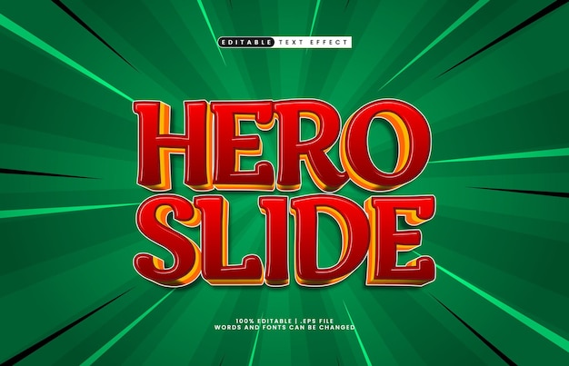 hero slide editable text effect with a power and kids text style