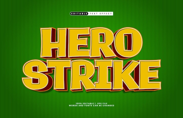 hero strike editable text effect with a happy and fun text style