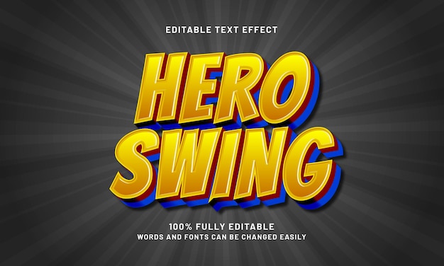 hero swing editable text effects with a hero and kids theme