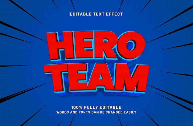 hero team editable text effect in game and kids text style