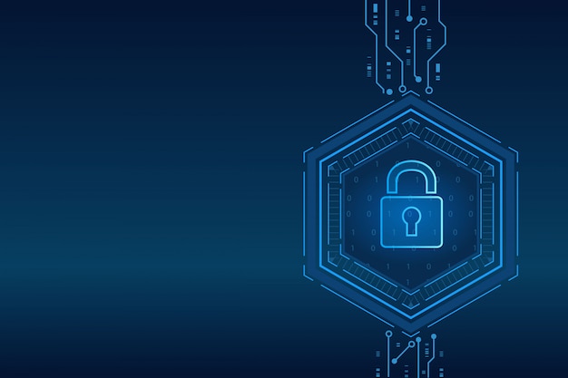 Hexagon Cyber security technology concept , Shield With Keyhole icon , personal data ,  