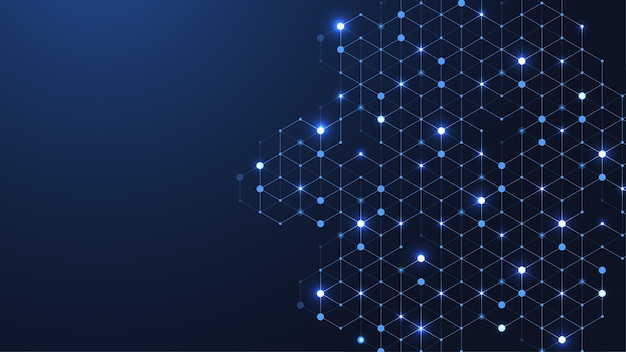 Hexagonal digital abstract background Technology concept with lines dots and hexagons