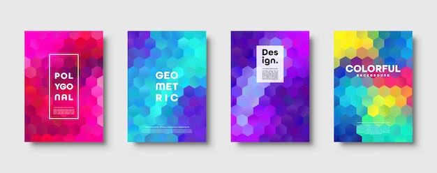 Hexagonal polygonal abstract background colorful triangle gradient design low poly hexagon shape