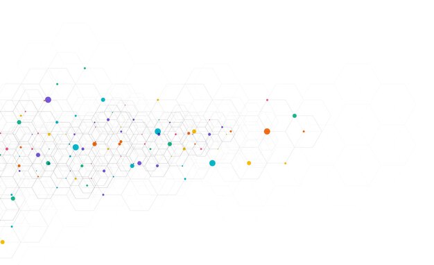 Hexagons pattern on gray background Genetic research molecular structure