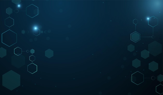 hexagons shapes with a neon blue glow create a modern hightech aesthetic representing data