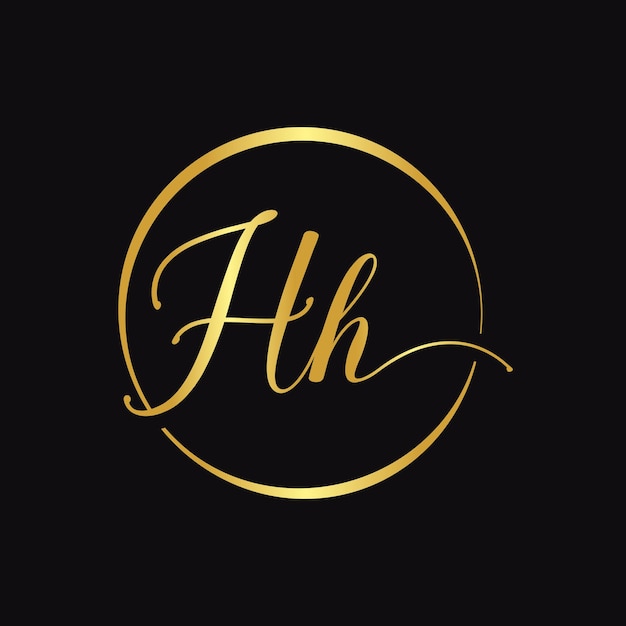 HH Script Logo Design Vector Template Initial Calligraphy Letter HH Vector Illustration