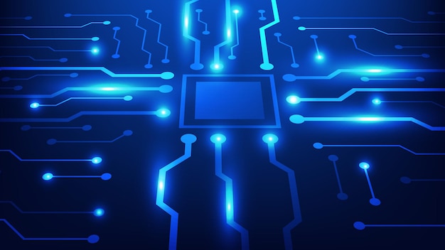 hi tech chip with circuit board background abstract futuristic line with blue light
