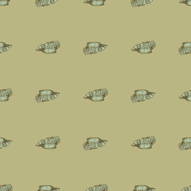 High chef hat engraved seamless pattern Kitchen traditional element for cook in hand drawn style