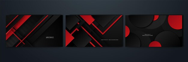 High contrast red and black glossy stripes Abstract tech graphic background design Vector corporate background Vector illustration