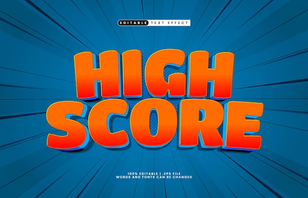 high score editable text effect with a kids and smart text style