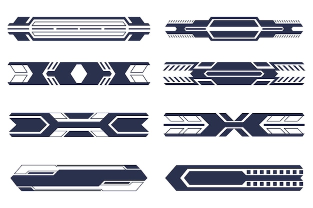 High tech horizontal interface bars collection HUD futuristic elements set