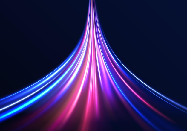 Highspeed light trails effect Futuristic dynamic motion technology Png neon line blur beam