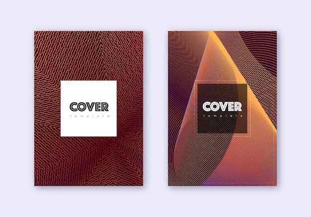 Hipster cover design template set Orange abstract
