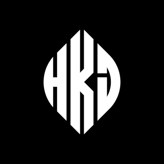 HKJ circle letter logo design with circle and ellipse shape HKJ ellipse letters with typographic style The three initials form a circle logo HKJ Circle Emblem Abstract Monogram Letter Mark Vector