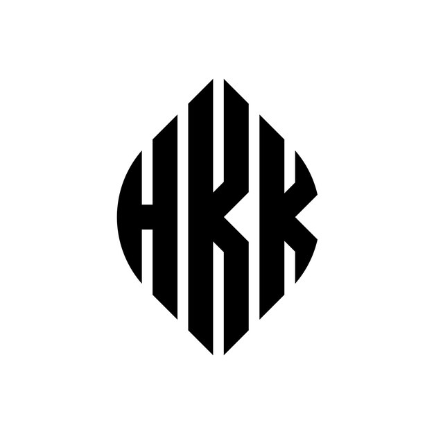 HKK circle letter logo design with circle and ellipse shape HKK ellipse letters with typographic style The three initials form a circle logo HKK Circle Emblem Abstract Monogram Letter Mark Vector