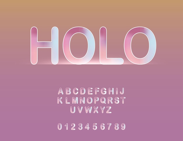 Hologram font alphabet vector set editable