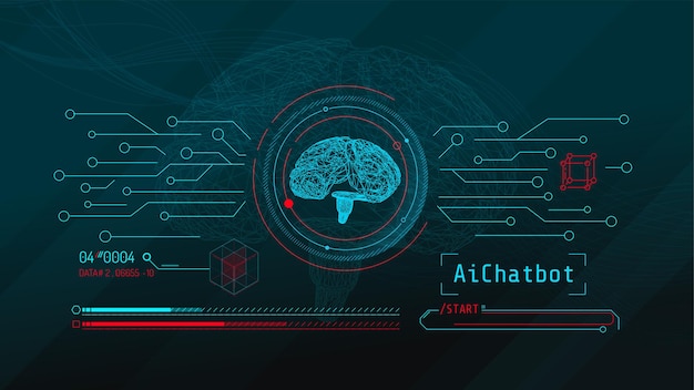 Hologram of digital brain with artificial intelligence neural network concept