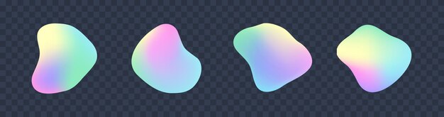 Holographic organic shapes isolated on dark