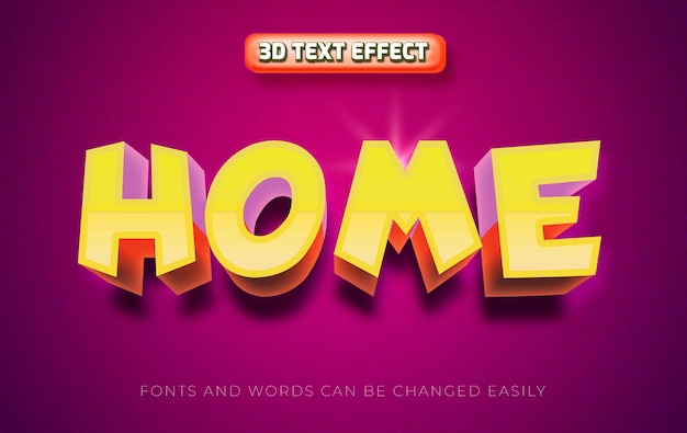 home 3d editable text effect style