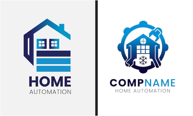 Home automation technology electronic digital internet smart building logo icon template design