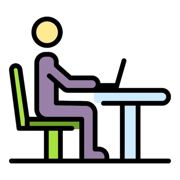 Home laptop work icon Outline home laptop work vector icon color flat isolated