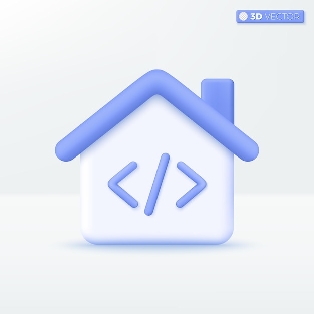 Home page Development icon symbols Script Coding language Website Programming Software concept 3D vector isolated illustration design Cartoon pastel Minimal style For design ux ui print ad