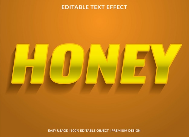honey text effect template with 3d type style and bold text  