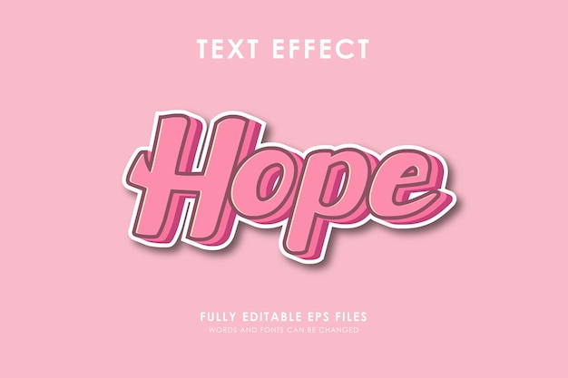 hope text effect 3d style pink color editable