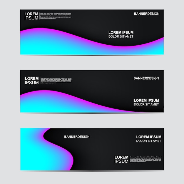 Horizontal abstract blur banner with holographic and fluid style