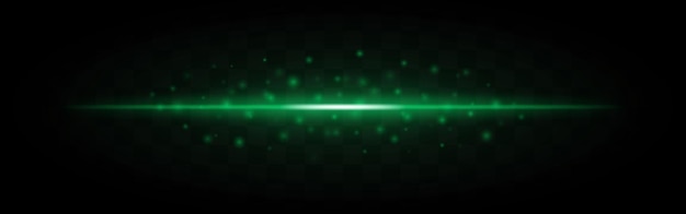 horizontal green laser beam with scattered glowing particles isolated on a transparent background bright energy effect ideal for scifi futuristic themes or digital graphic design