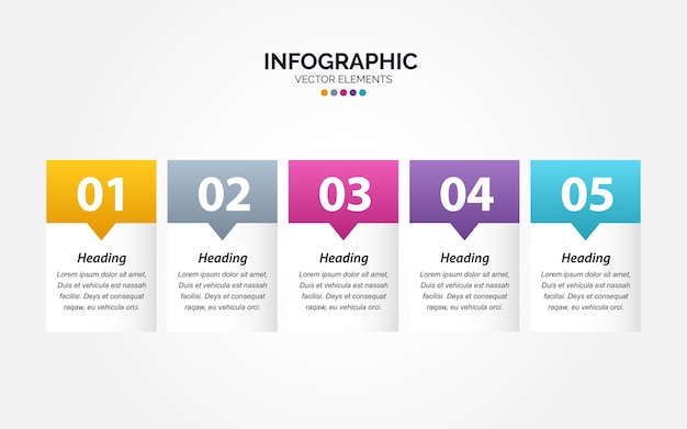Horizontal Infographic design template Creative concept with 5 steps Can be used for workflow layout diagram banner webdesign Vector illustration