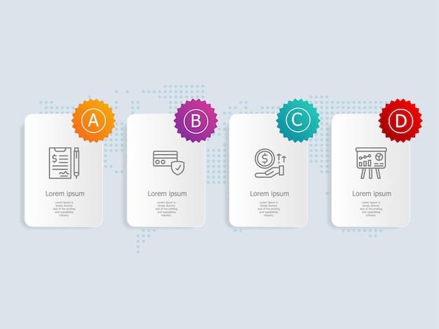 Horizontal infographic presentation element template with business icon 4 options  