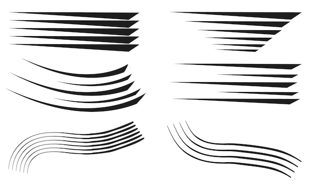 Horizontal speed motion lines on white background. Vector illustration.