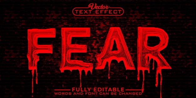 horror blood fear vector editable text effect template
