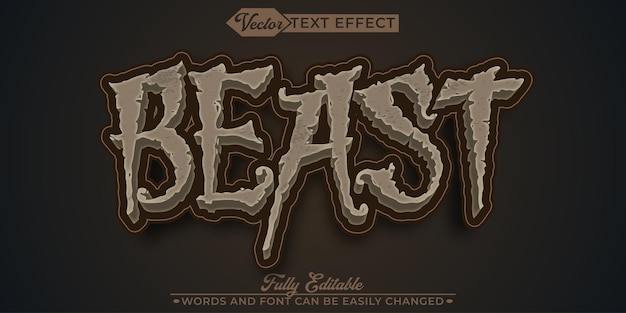 Horror Brown Beast Vector Editable Text Effect Template