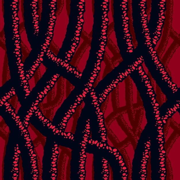 horror movie style seamless pattern, vector background. tangled roots or gut biological life form weird endless illustration. usable for fabric, wallpaper, wrapping, web and print.