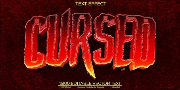 Horror Text Shiny Cursed Template Editable 3d Vektor Text Effect