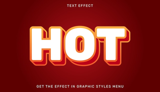 Hot editable text effect in 3d style with red and white color emblem for brand or business logo